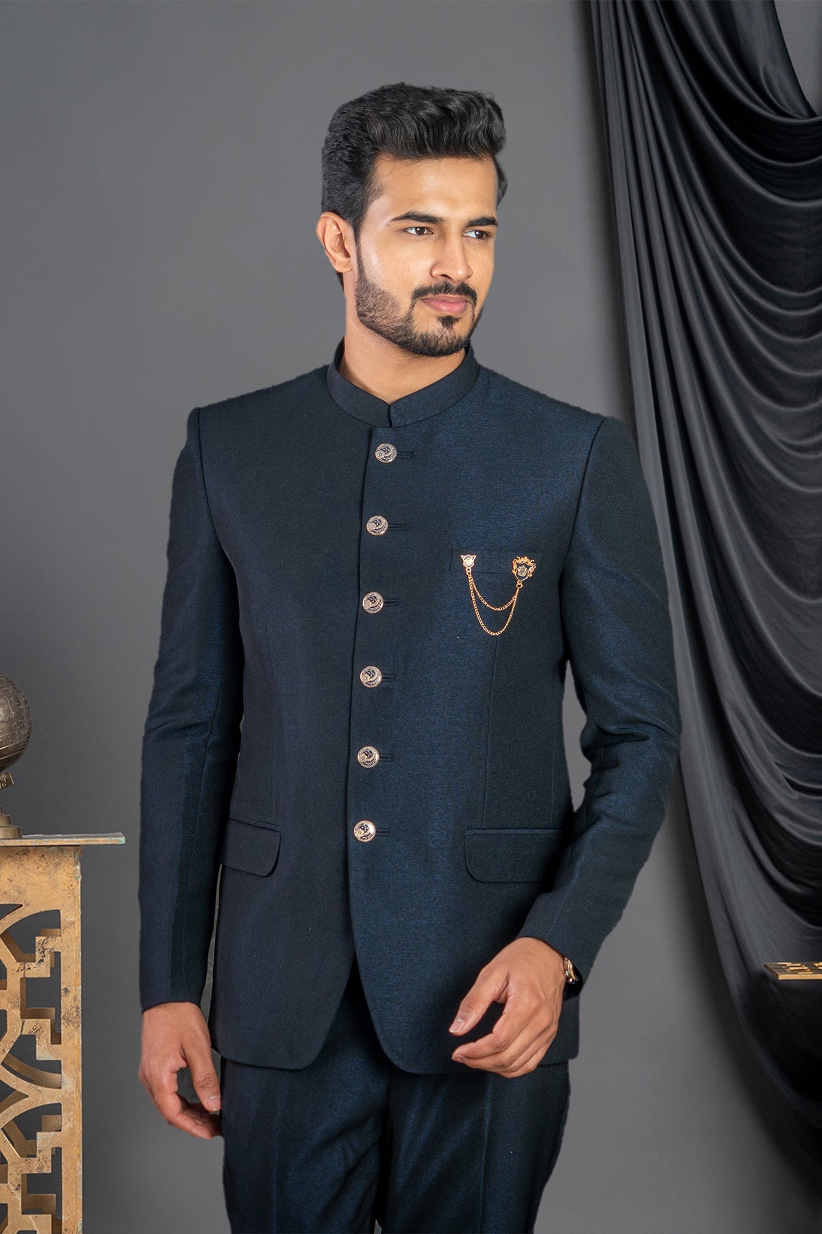 Buy Printed Jodhpuri Suit With Mandarin Collar - Mohanlal Sons